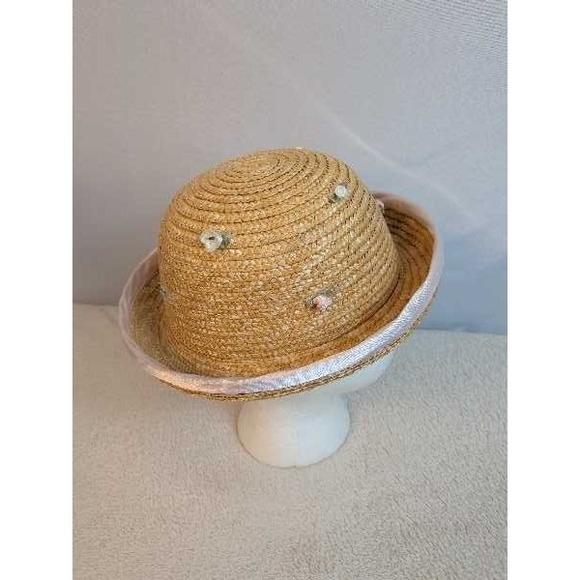 Straw Hat Womens Flower Ribbon Detail Summer Beach Boater Style main image 6